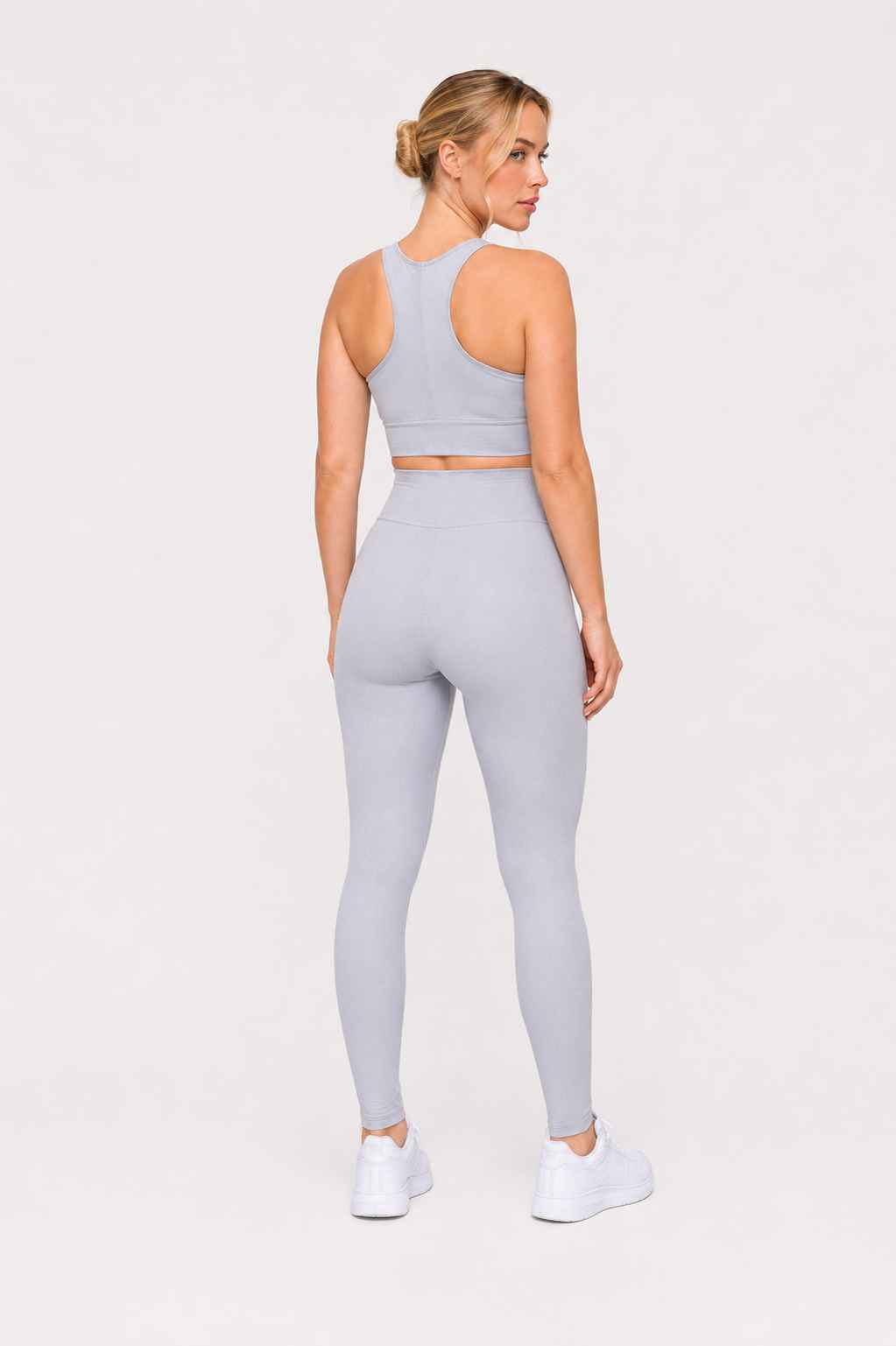 Conjunto Avante Cinza – Legging Cintura Alta + Top Nadador