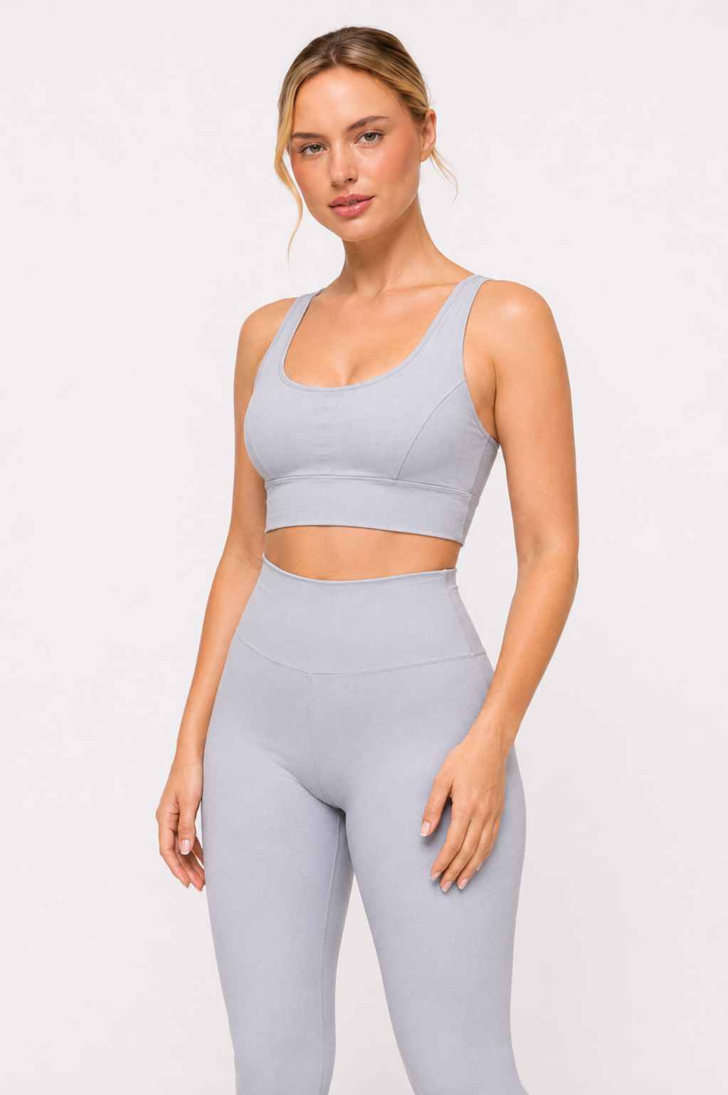 Conjunto Avante Cinza – Legging Cintura Alta + Top Nadador