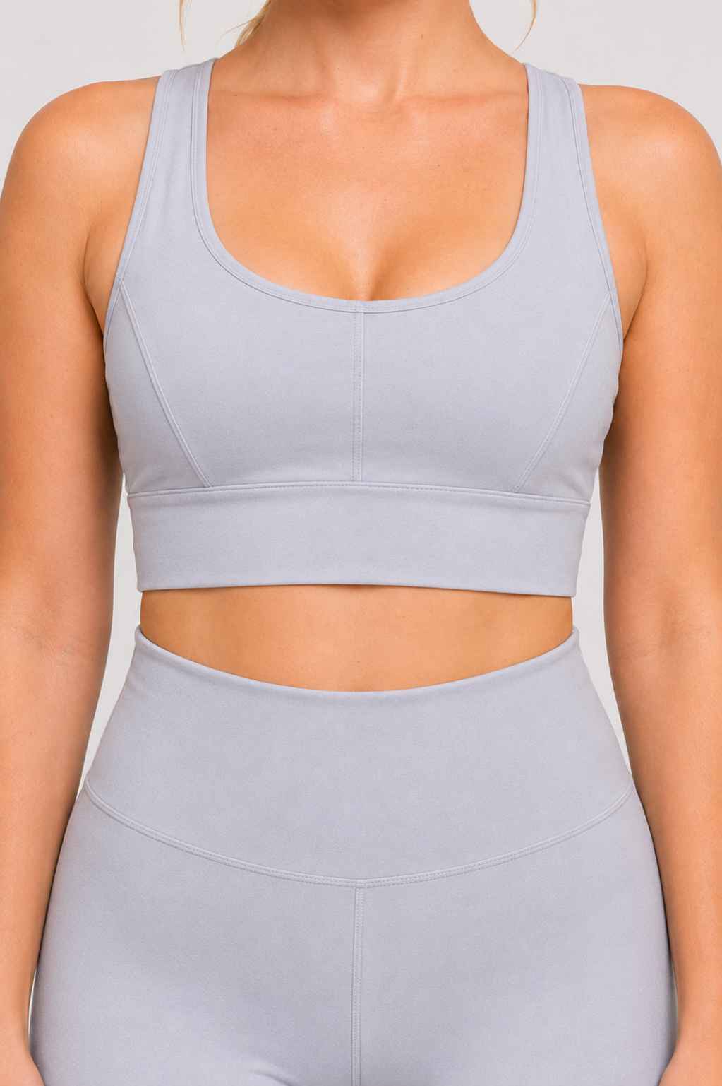 Conjunto Avante Cinza – Legging Cintura Alta + Top Nadador
