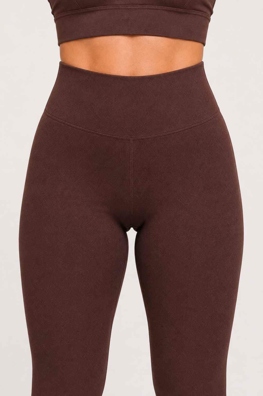 Conjunto Avante Marrom – Legging Cintura Alta + Top Nadador