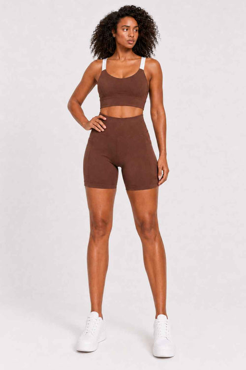Conjunto Cadência Marrom – Top Alça Larga + Short com Bolso
