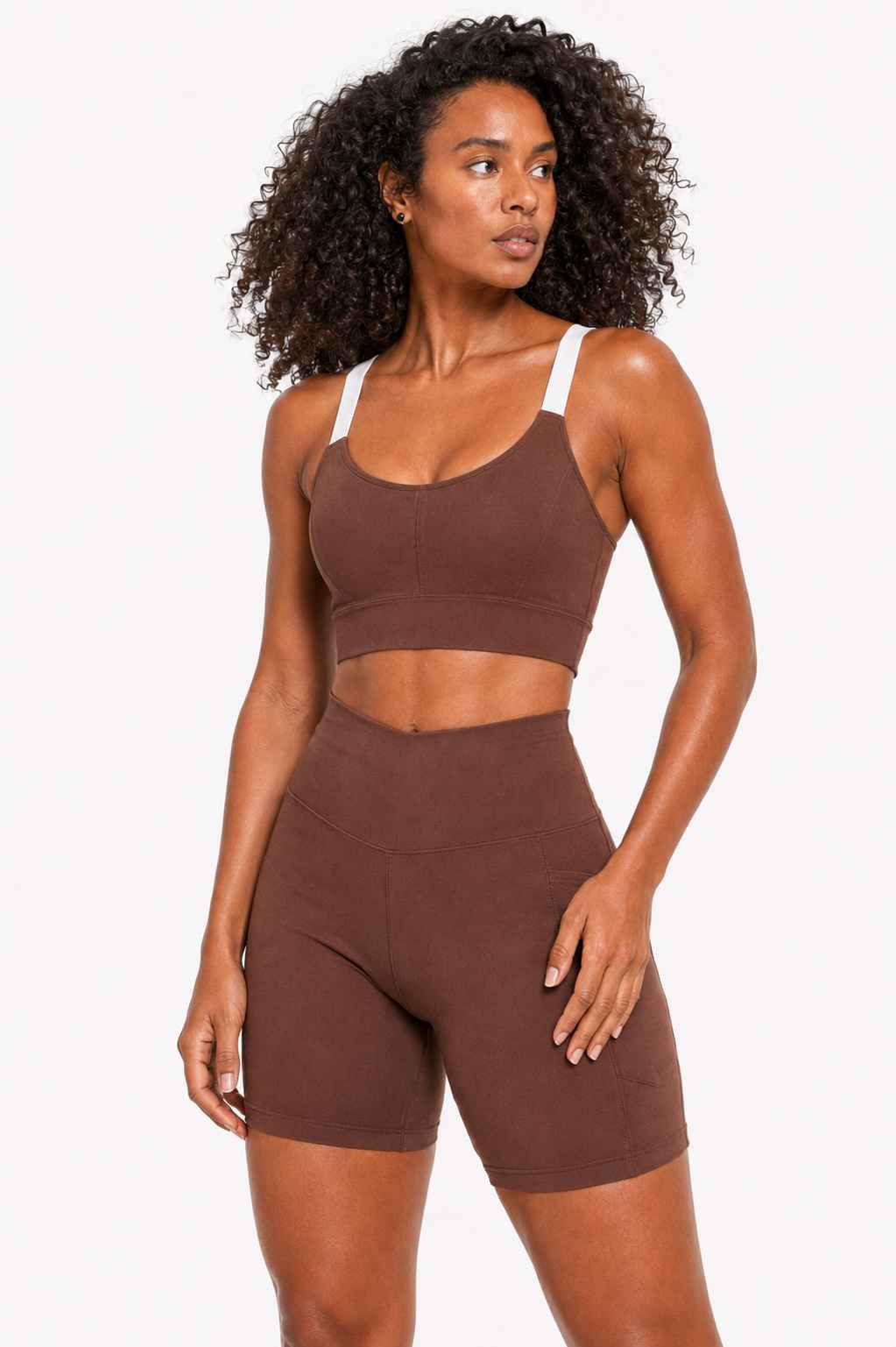 Conjunto Cadência Marrom – Top Alça Larga + Short com Bolso