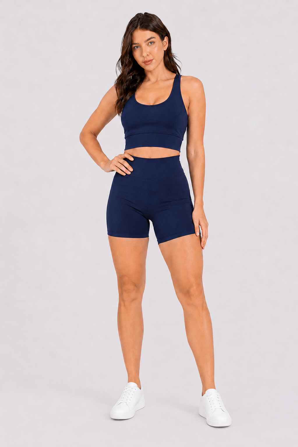 Conjunto Sintonia Marinho – Top Nadador + Short Sem Bolso