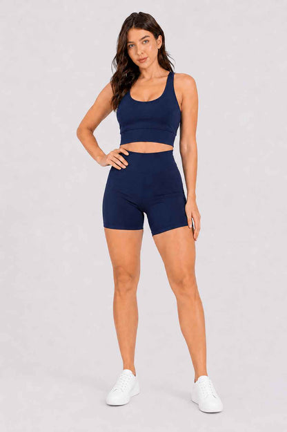 Conjunto Sintonia Marinho – Top Nadador + Short Sem Bolso