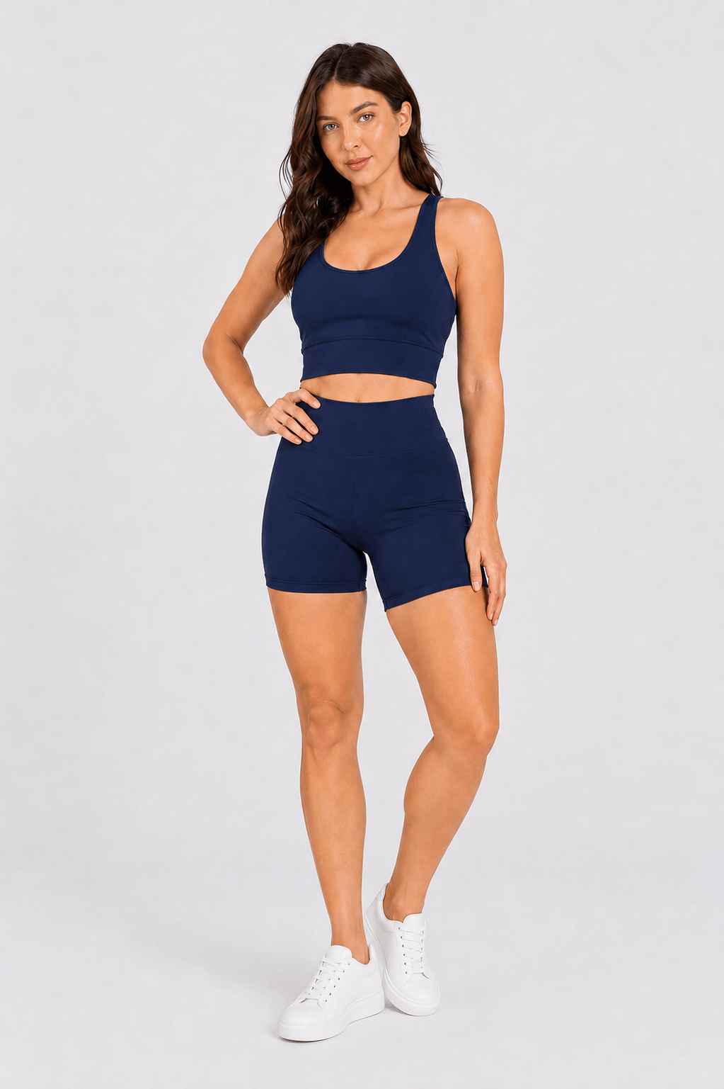 Conjunto Sintonia Marinho – Top Nadador + Short Sem Bolso