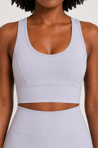 Conjunto Sintonia Cinza – Top Nadador + Short Sem Bolso