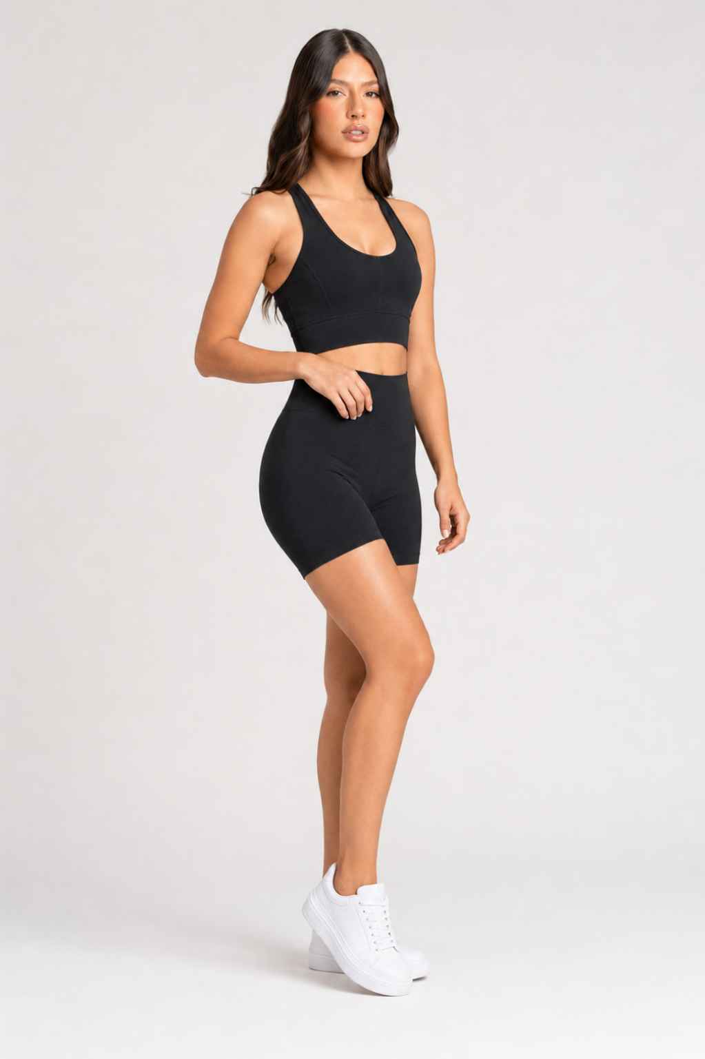 Conjunto Sintonia Preto – Top Nadador + Short Sem Bolso