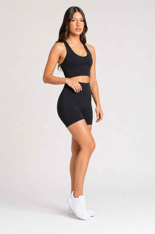 Conjunto Sintonia Preto – Top Nadador + Short Sem Bolso