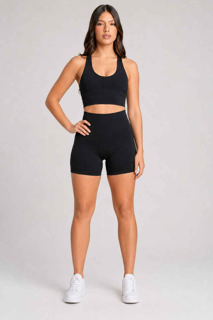Conjunto Sintonia Preto – Top Nadador + Short Sem Bolso