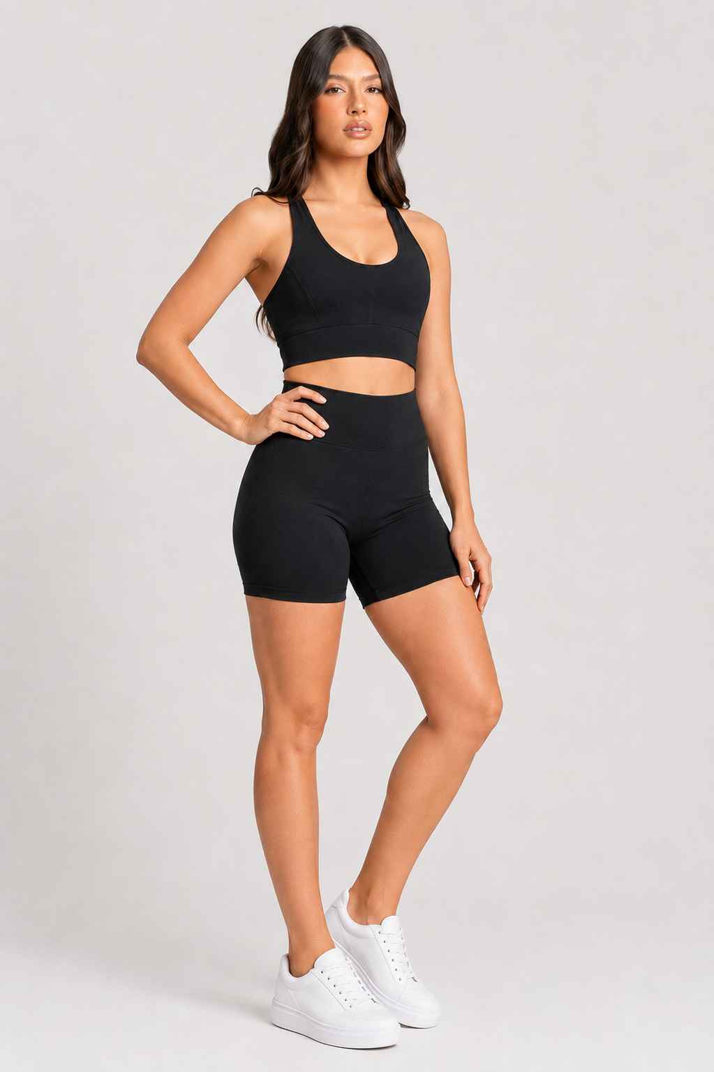 Conjunto Sintonia Preto – Top Nadador + Short Sem Bolso