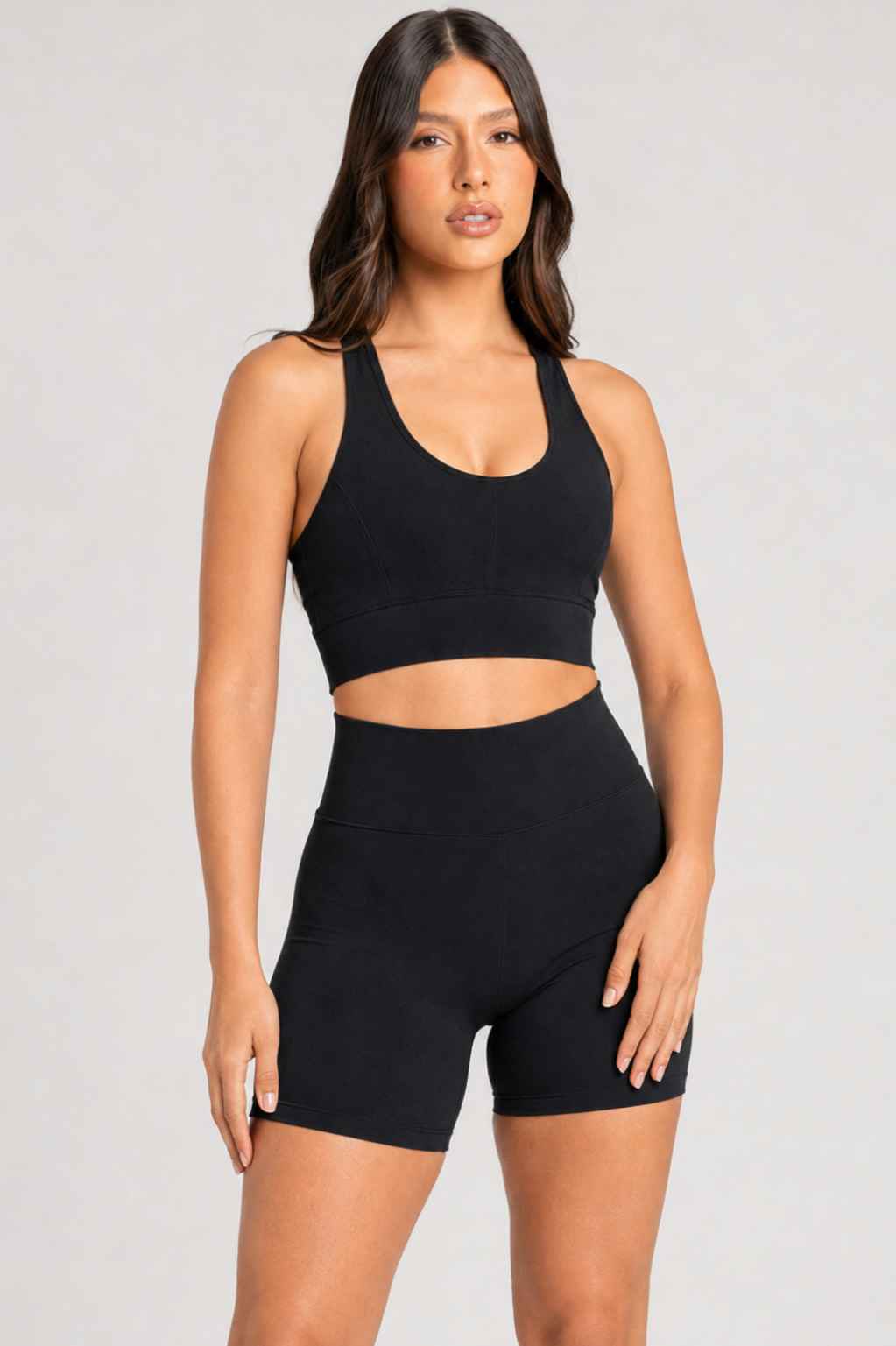 Conjunto Sintonia Preto – Top Nadador + Short Sem Bolso